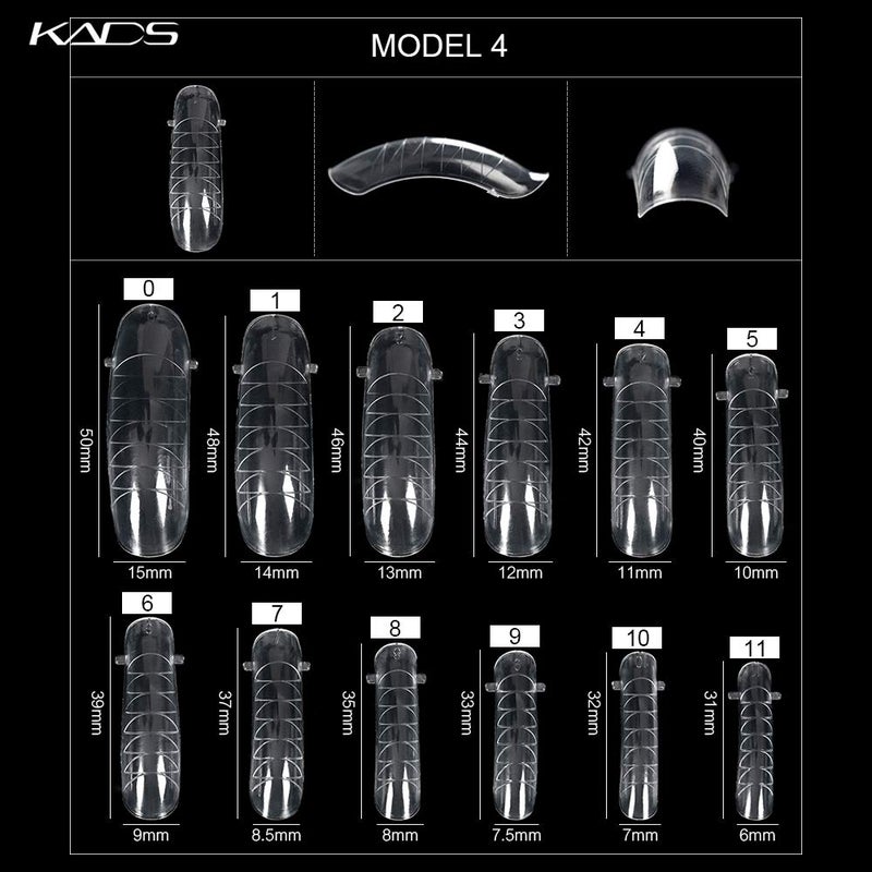 KADS 120PCS Clear Full Cover Dual Nail System Form UV Gel Acrylic Nail Art Mold Artificial Nail Tips with Scale for Extension (MODEL 4) - Image 2